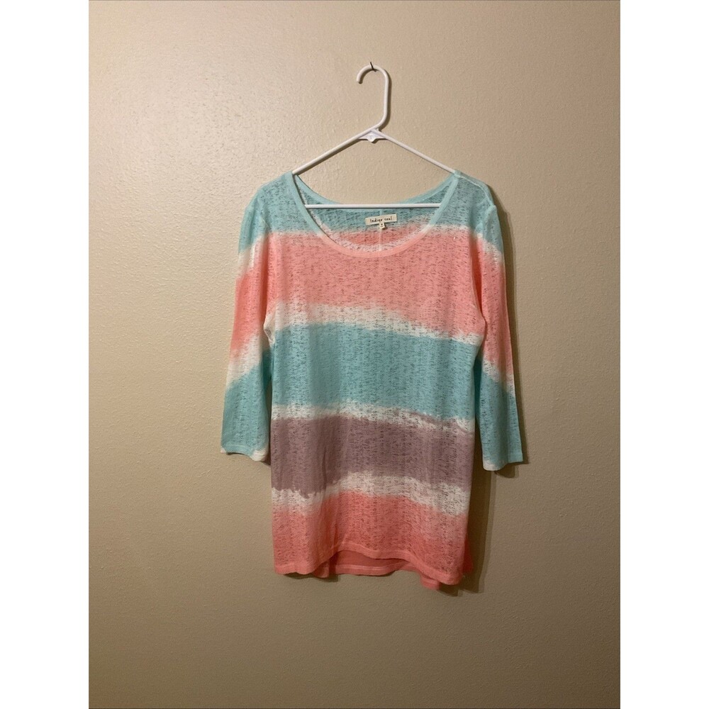 Indigo Soul Striped Semi-Sheer Lightweight Colorful Tunic Incredibly Soft & Airy